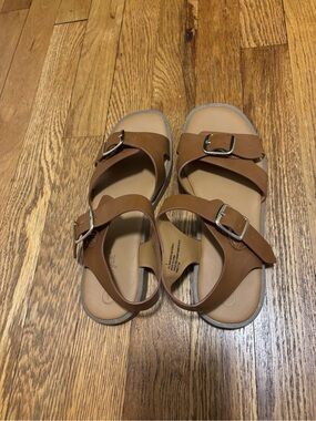 Cat & Jack Tan Brown Double Buckle Kids Sandals